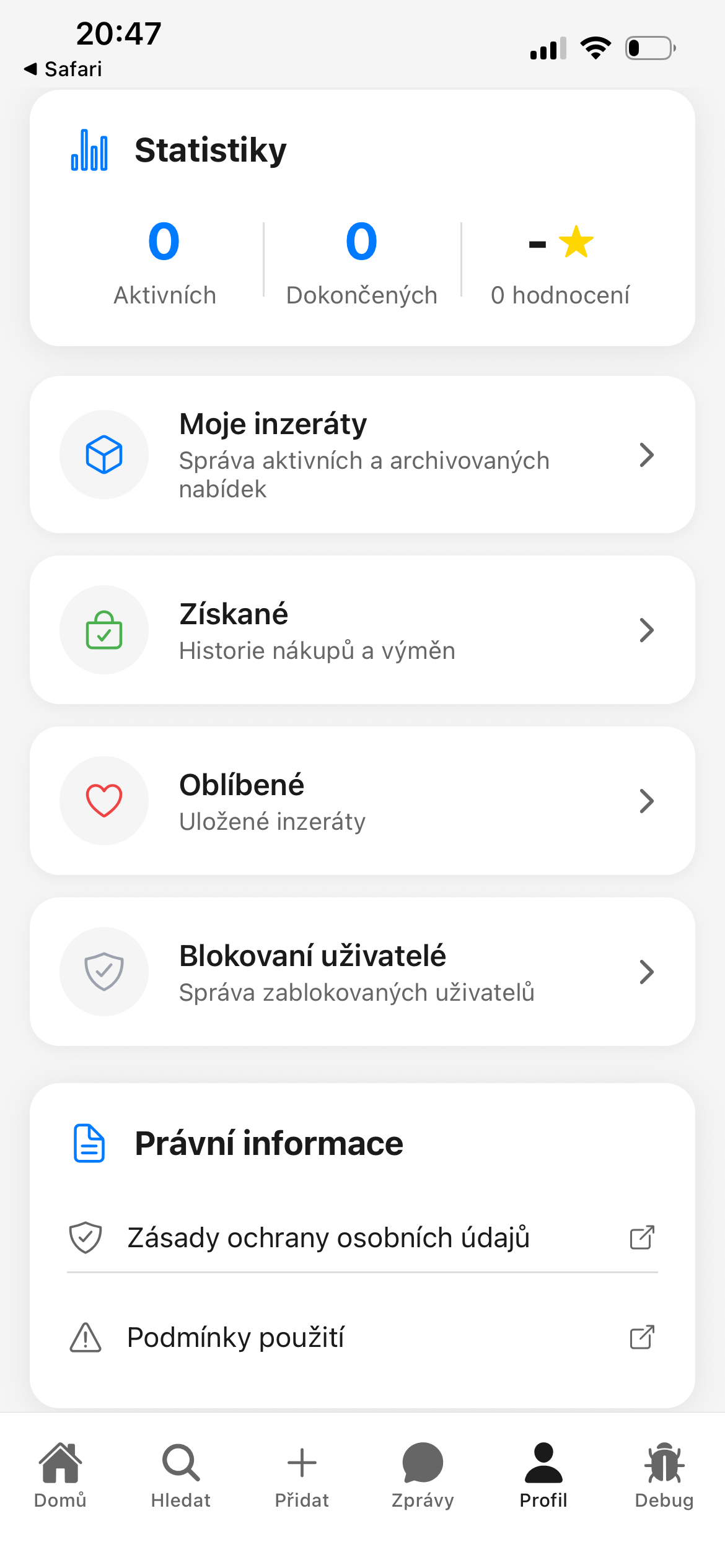 Vlastní profilová stránka