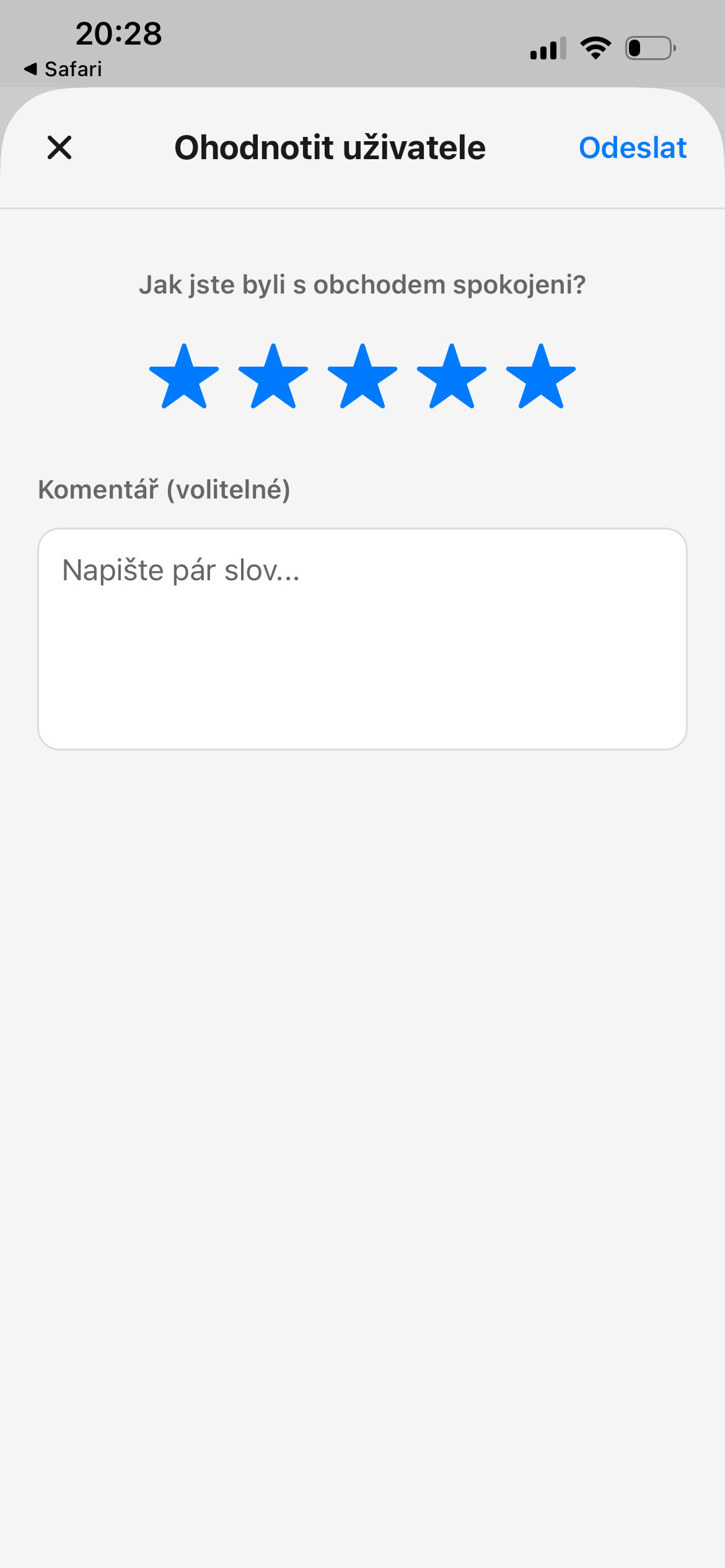 Hodnocení uživatele