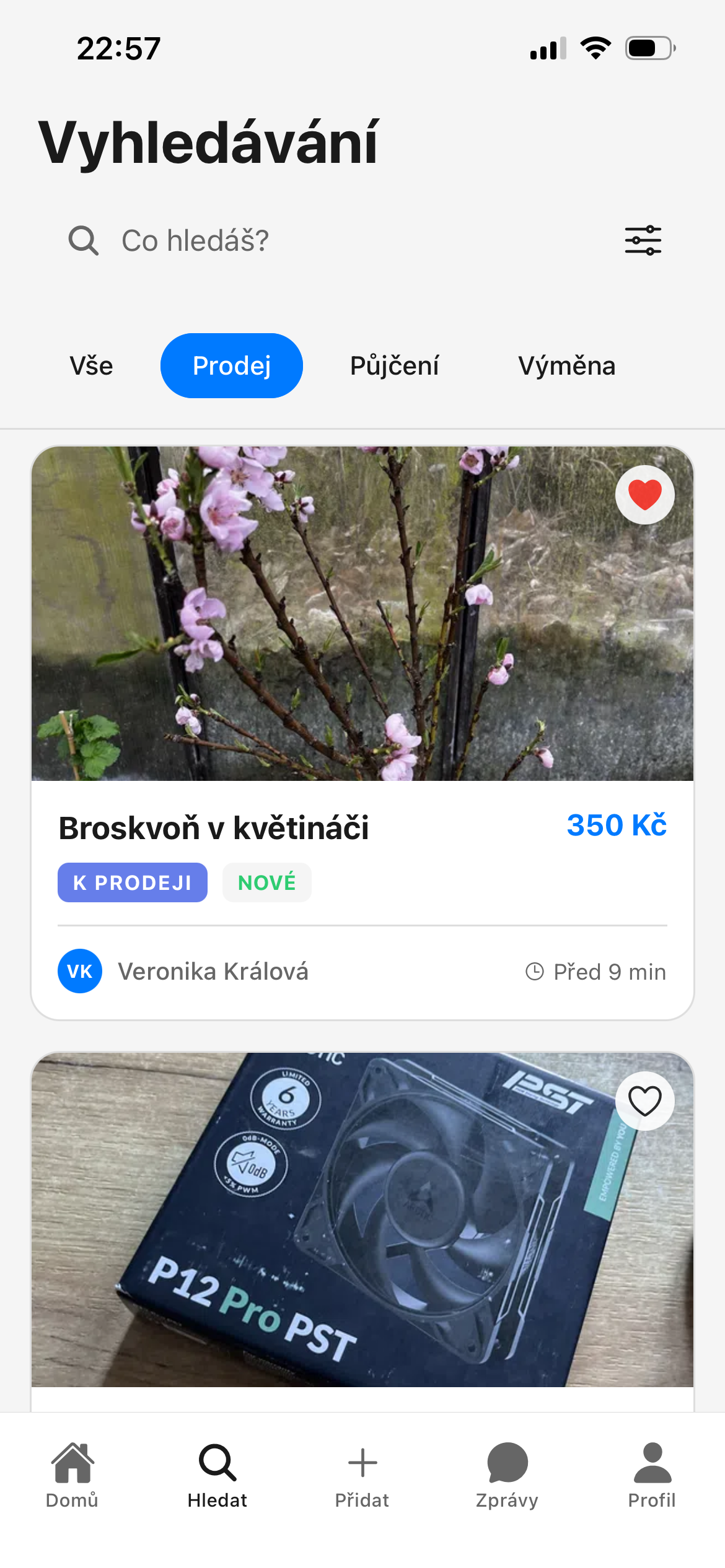 Obrazovka vyhledávání