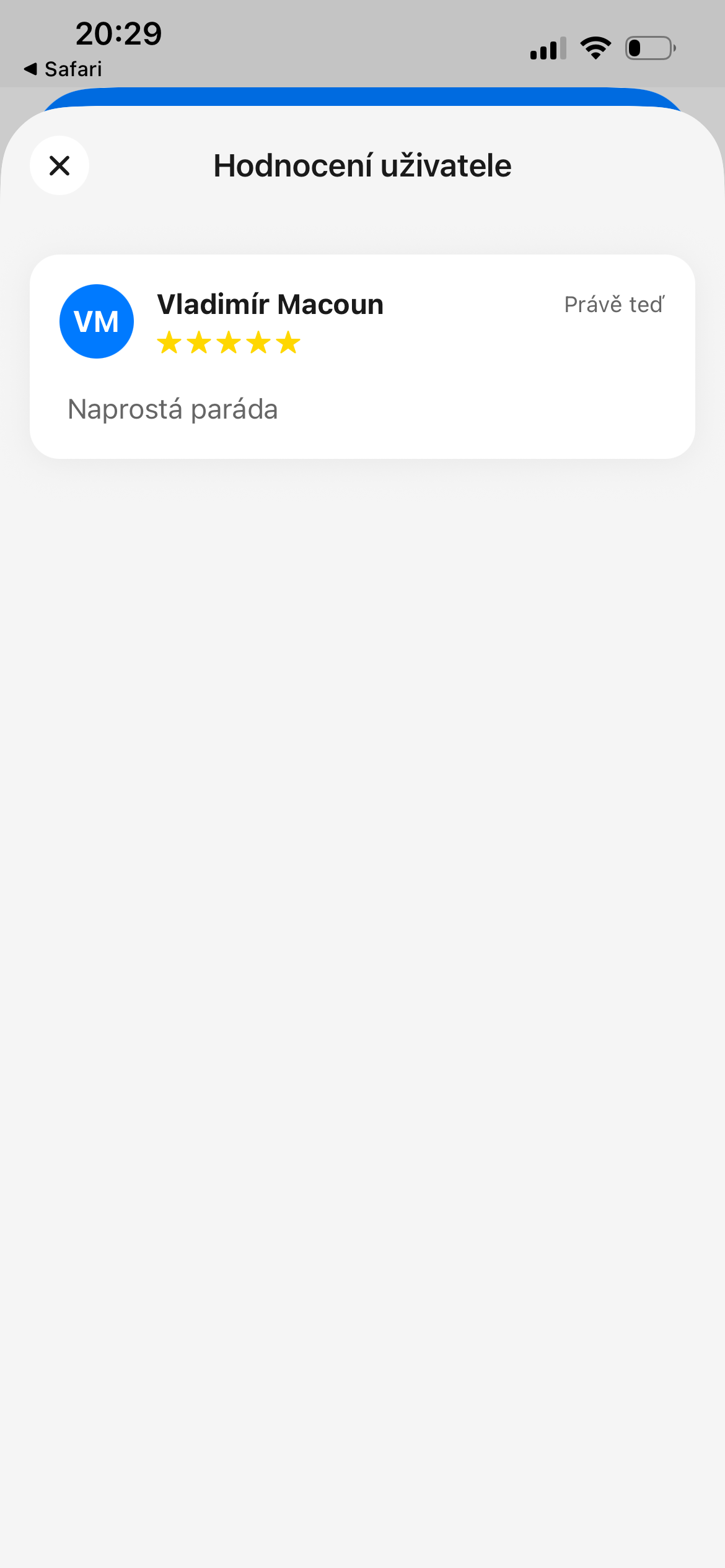 Hodnocení uživatele